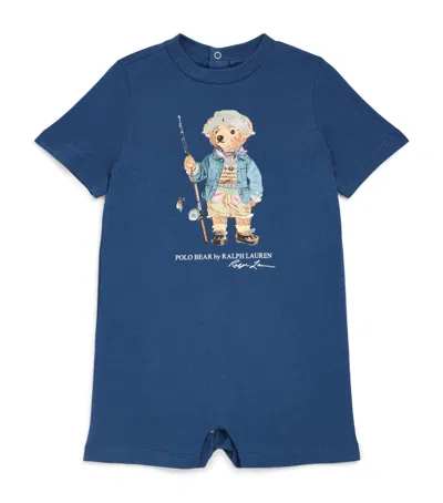 Ralph Lauren Kids Cotton Polo Bear Playsuit In Blue