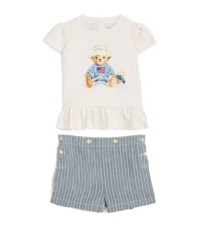Ralph Lauren Kids Cotton Polo Bear T-shirt And Shorts Set In Blue