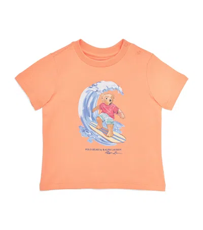 Ralph Lauren Kids Cotton Polo Bear T-shirt In Brown