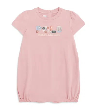 Ralph Lauren Babies'  Kids Embroidered Patchwork Bodysuit In Pink