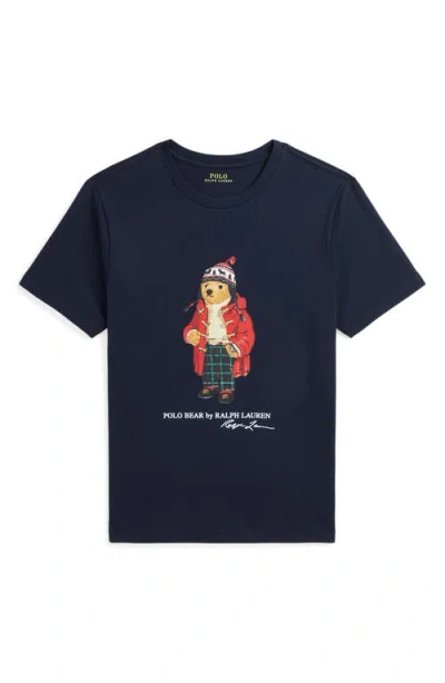 Ralph Lauren Polo  Kids' Jersey Graphic T-shirt In Navy Bear