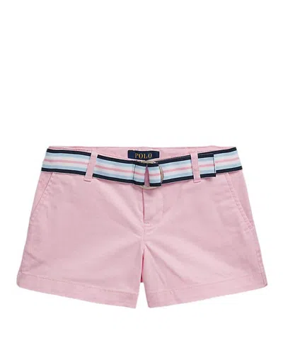 Ralph Lauren Kids Logo Patch Belted Shorts In Pink
