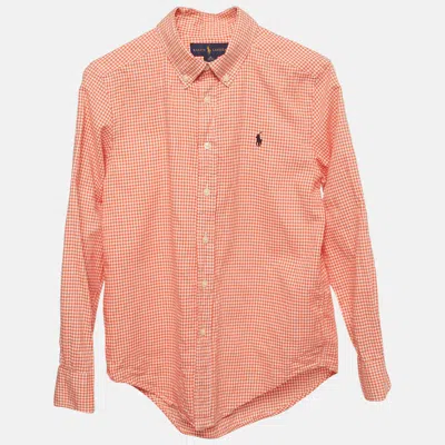 Pre-owned Ralph Lauren Kids Orange Gingham Checks Cotton Shirt 10-12yrs