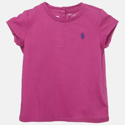 Pre-owned Ralph Lauren Kids Pink Jersey Knit Crew Neck T-shirt 24 M