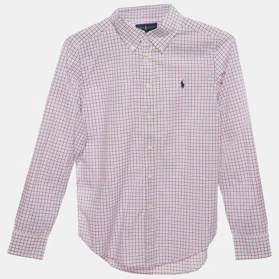 Pre-owned Ralph Lauren Kids Pink/blue Check Cotton Long Sleeve Shirt 14-16 Yrs
