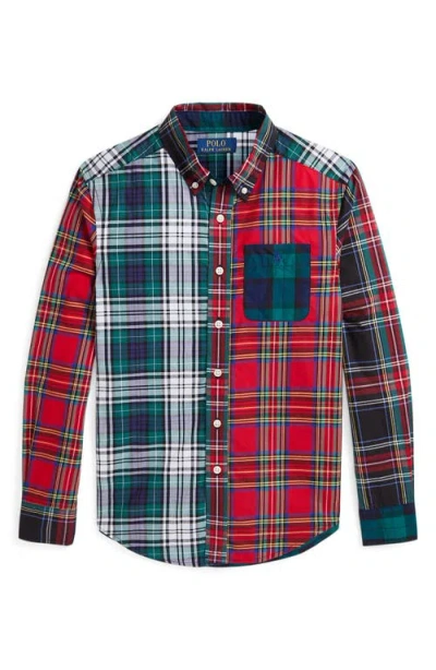 RALPH LAUREN RALPH LAUREN KIDS' PLAID COTTON POPLIN BUTTON-DOWN SHIRT