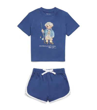 Ralph Lauren Kids Polo Bear T-shirt And Shorts Set In Blue