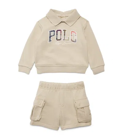 Ralph Lauren Kids Polo Sweater And Cargo Shorts Set In Brown