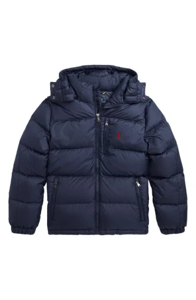 Ralph Lauren Kids' Water Resistant 650 Fill Power Down Puffer Jacket With Removable Hood In Newport Navy