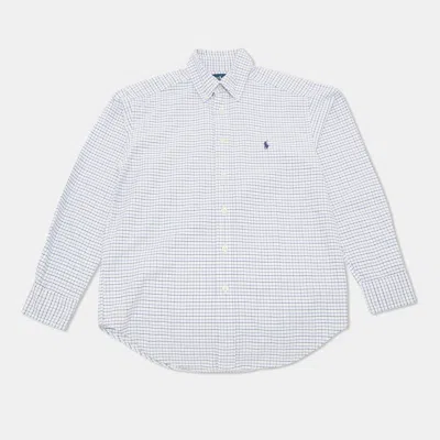 Pre-owned Ralph Lauren Kids White/blue Plaid Cotton Long Sleeves Shirt 10yrs