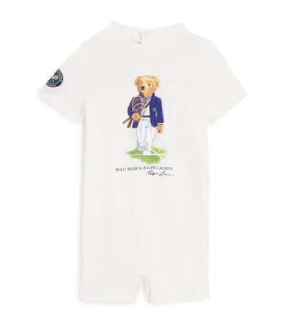 Ralph Lauren Kids X Wimbledon Cotton Polo Bear All-in-one In White