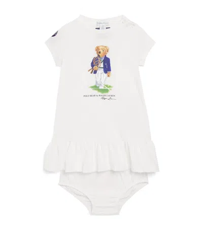 Ralph Lauren Kids X Wimbledon Polo Bear Dress And Bloomers Set In White