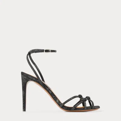 Ralph Lauren Kiera 95 Mm Embellished Metallic Sandal In Black