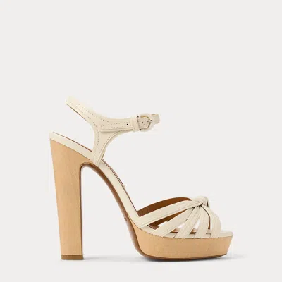 Ralph Lauren Kieran 125 Mm Calfskin Platform Sandal In Lux Cream/natural