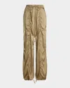 Polo Ralph Lauren Killian Charmeuse Cinched Harem Utility Pants In Tan