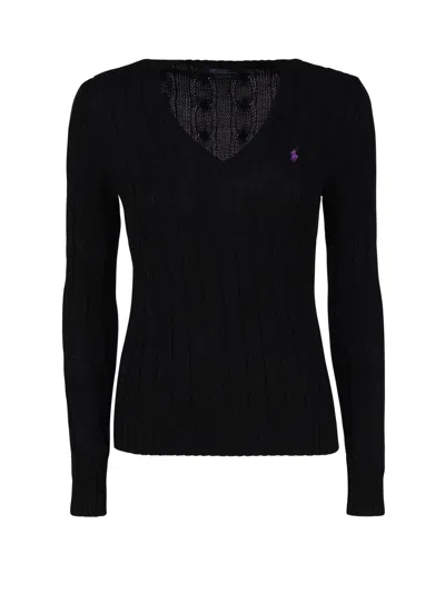 Ralph Lauren Kimberly Polo Pony Sweater In Black