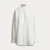 Ralph Lauren Pleated Bib Kirstin Cotton Shirt In White