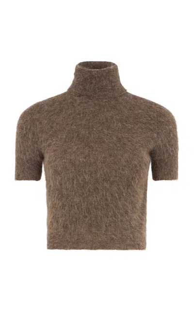 Ralph Lauren Knit Alpaca Turtleneck Sweater In Brown