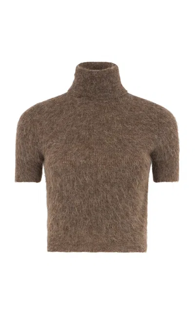 Ralph Lauren Knit Alpaca Turtleneck Jumper In Brown