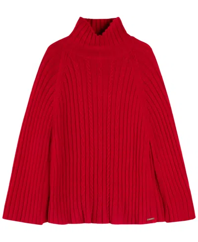 Ralph Lauren Knit Cable Cape In Ralph Red