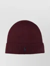 Ralph Lauren Knit Cap Embroidered Ribbed Cuff In Purple