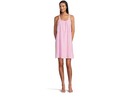 Ralph Lauren Knit Double Strap Button Neck Gown In Pink