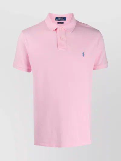 Ralph Lauren Knit Logo Polo Side Slits In Pink