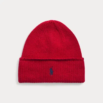 Polo Ralph Lauren Knit Merino Wool Beanie In Martin Red Multi