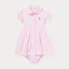 Polo Ralph Lauren Babies' Knit Mesh Oxford Dress & Bloomer In Carmel Pink