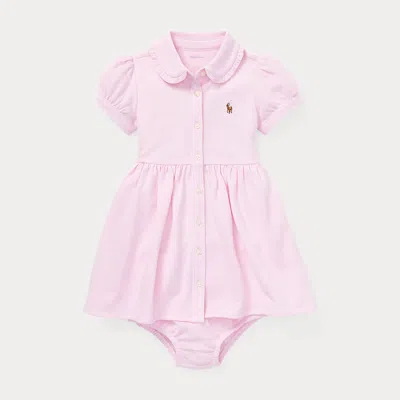 Ralph Lauren Kids' Knit Mesh Oxford Dress & Bloomer In Pink