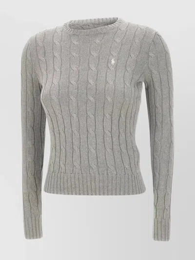 Ralph Lauren Knit Pattern Crew Neck Sweater In Gray