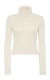 Polo Ralph Lauren Knit Silk Jersey Turtleneck In Ivory