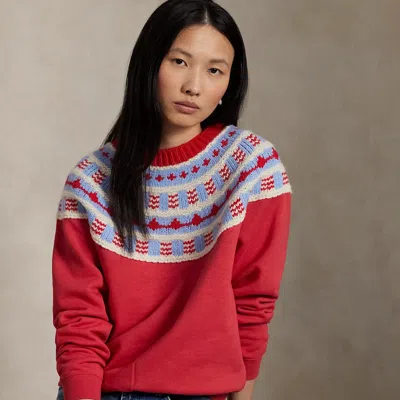 Ralph Lauren Knit-yoke Fleece Crewneck In Red