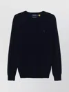 Ralph Lauren Knitted Crewneck Sweater Ribbed Trim In Blue