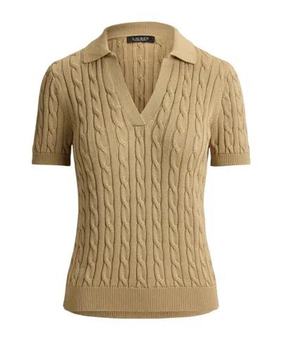 Ralph Lauren Knitted Short Sleeve Polo Shirt In Brown