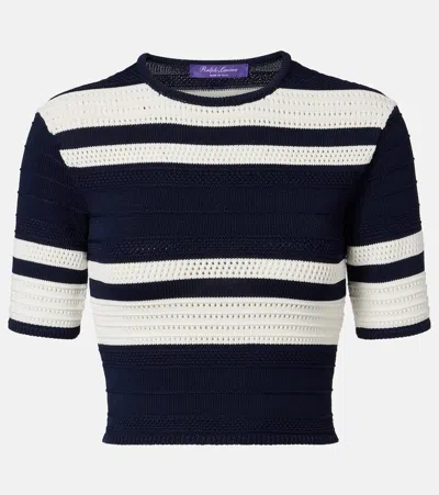 Ralph Lauren Knitted Striped Crop Top In Black