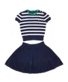 Ralph Lauren Knitted Sweater And Skirt Two-piece Set In Blue