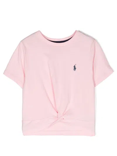 Ralph Lauren Kids' Knot Detailing T-shirt In Pink & Purple