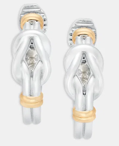 Ralph Lauren Knotted Style Small Hoop Clip-on Earrings, 0.8" In Gray