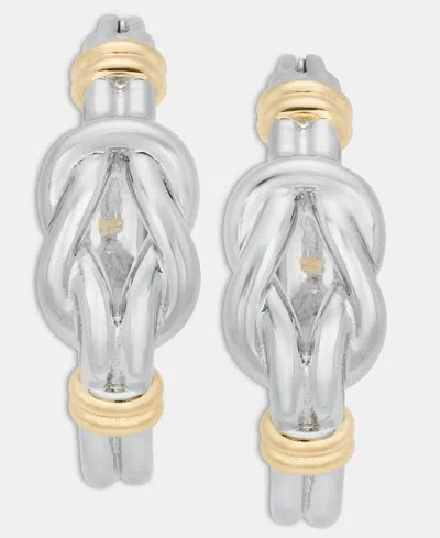 Ralph Lauren Knotted Style Small Hoop Earrings, 0.8" In Metallic