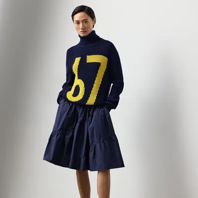 Ralph Lauren Kyle Featherweight Taffeta Skirt In Blue