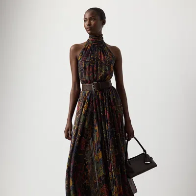 Ralph Lauren Kylee Paisley Crinkle Chiffon Day Dress In Multi