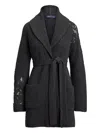 Ralph Lauren Lace-insert Belted Cardigan In Gray