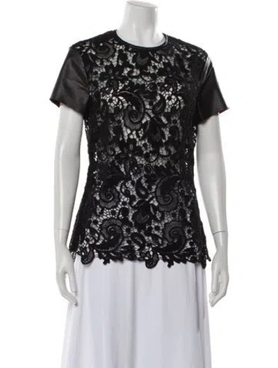 Pre-owned Ralph Lauren Lace Pattern Crew Neck Top In Black