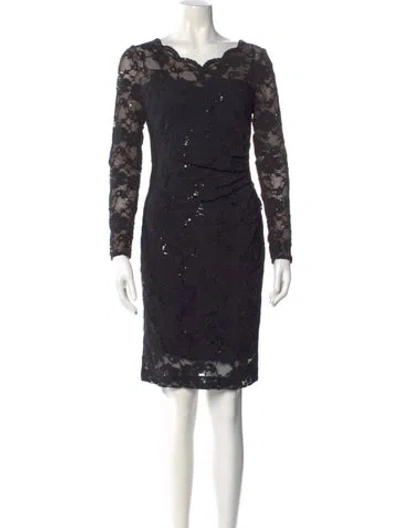 Pre-owned Ralph Lauren Lace Pattern Knee-length Dress In Black