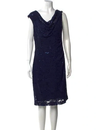 Pre-owned Ralph Lauren Lace Pattern Knee-length Dress In Blue