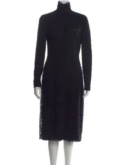 Pre-owned Ralph Lauren Lace Pattern Knee-length Dress W/ Tags In Black