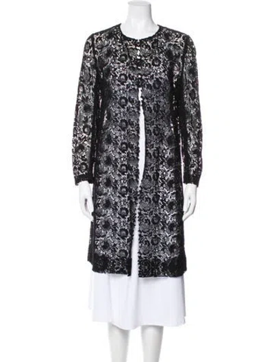 Pre-owned Ralph Lauren Lace Pattern Lace Trim Embellishment Robe In Black