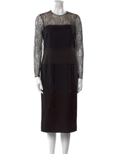Pre-owned Ralph Lauren Lace Pattern Midi Length Dress In Black