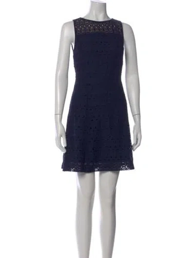 Pre-owned Ralph Lauren Lace Pattern Mini Dress In Blue